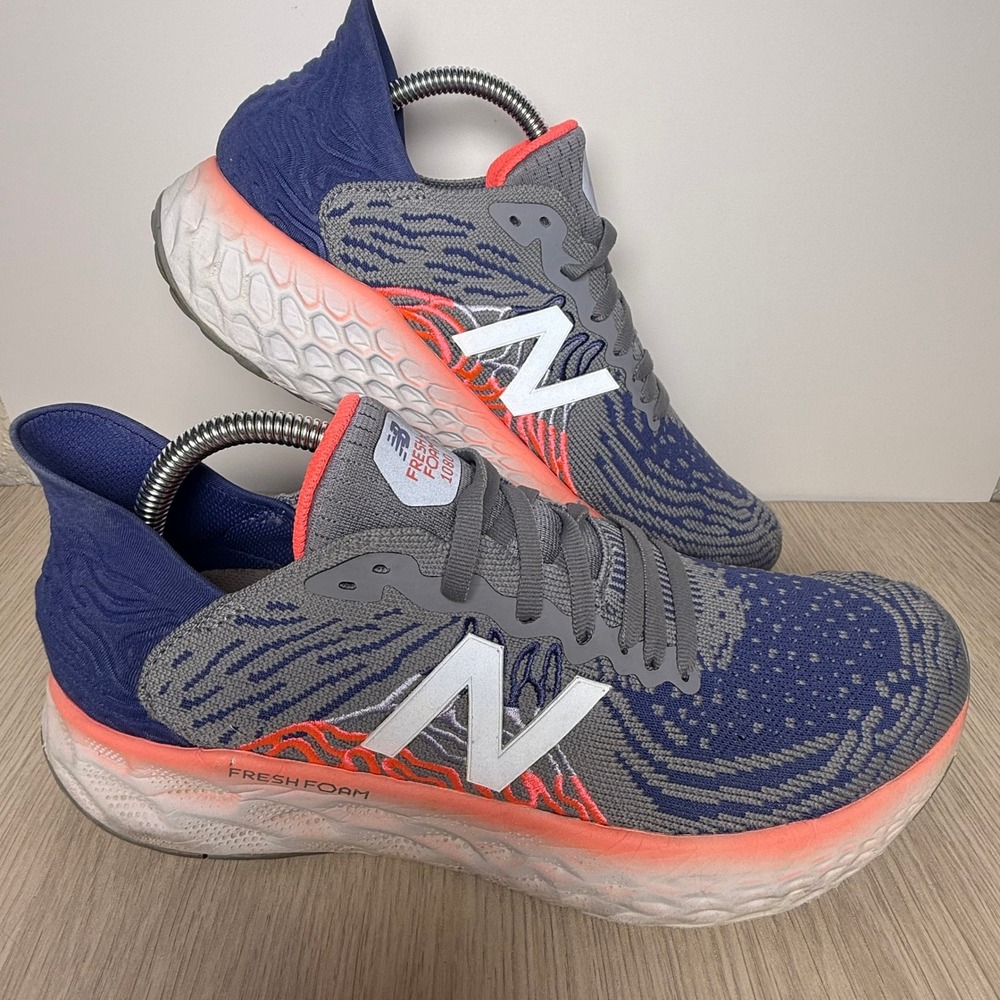 New Balance Fresh Foam 1080v10 Women 10.5 Blue Grey Coral Running Shoes W1080B10
